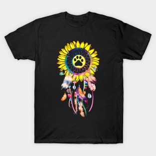 Dreamcatcher Sunflower Dog Paw T-Shirt